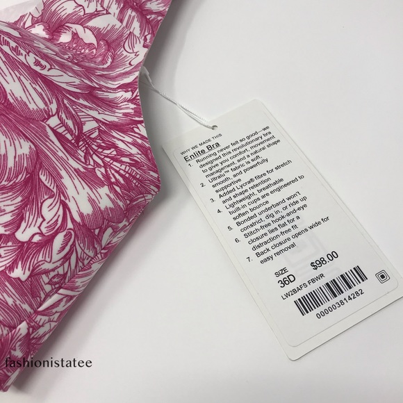 NWT lululemon Enlite bra FBWR pink floral white - Picture 3 of 7